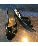 Stuart Weitzman Black Patent Leather Mosaic Glass Wedge Heel Slide Sanda... - €75,89 EUR