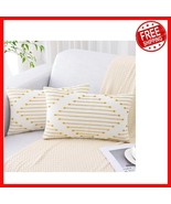 Fade-Resistant 12x20 Boho Outdoor Pillow Covers - Durable Yellow &amp; White... - $896.50 MXN