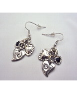 Silver &amp; Black Multi HEARTS Dangling Earrings 5173 Brand New Free 1st Cl... - $111.00 MXN