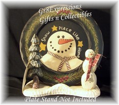 PRiMiTiVe Wooden HP Snowman SNOW PLACE LIKE HOME Plate - $12.95
