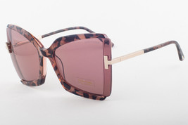 Tom Ford GIA 766 55Y Pink Havana Gold / Violet Sunglasses TF766 55Y 63mm - £211.37 GBP