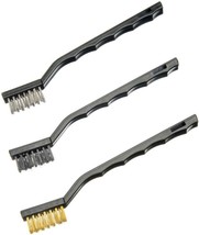 3 Piece Heavy Duty Mini Wire Brush Set, Nylon, Brass &amp; Steel Bristle Bru... - $6.99
