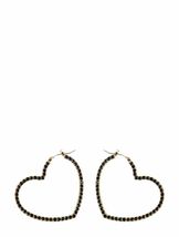 0.75Ct Round Cut Black Diamond Heart Hoop Earrings 14K Yellow Gold Finish - £70.39 GBP