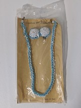 Midcentury Italarts Turquoise Seed Bead Braided Neckace Earring Set Italy NEW - £30.86 GBP