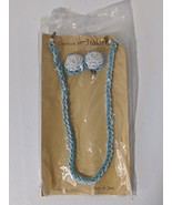 Midcentury Italarts Turquoise Seed Bead Braided Neckace Earring Set Ital... - £30.77 GBP