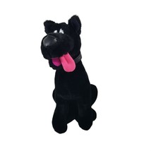 Black Dog Plush Stuffed Animal Toy 2003 Vintage Pink Tongue Puppy Classic Toy Co - £11.89 GBP