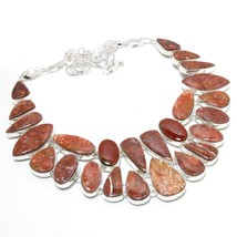 Red Palm Root Agate Gemstone Handmade Ethnic Gifted Necklace Jewelry 18&quot; SA 3801 - £11.98 GBP
