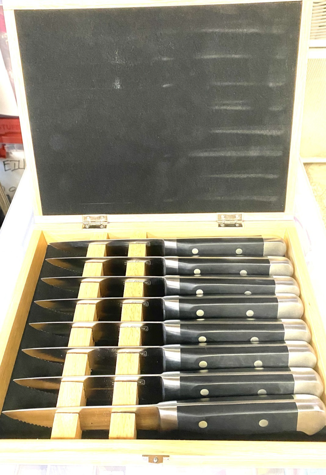 Viking 8 Piece Stainless Steel Steak Knife Set With Wooden Box - $71.28