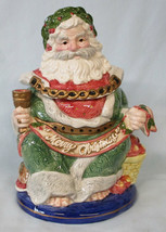 Fitz &amp; Floyd Christmas Carol Santa Biscuit Jar, With Box - $32.66