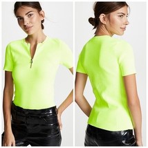 Helmut Lang Neon Yellow Zippered Crewneck Knit Tee Top XS - £61.11 GBP