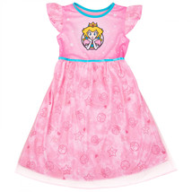 Super Mario Bros. Princess Peach Girl&#39;s Gown Pajamas Pink - £21.56 GBP