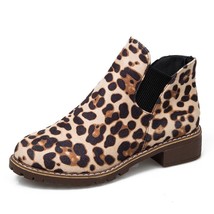 Boy ankle boots women fashion leopard print booties comfort mid heel woman boots chunky thumb200