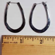 All Solid Sterling 925 Silver Elongated Hoop Pierced Earrings 6.8 Grams No Stone - £26.64 GBP