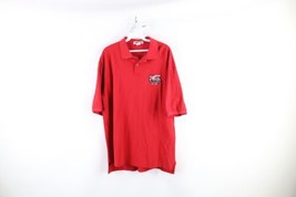 Vintage 90s Mens XL Faded Spell Out Detroit Red Wings Hockey Polo Shirt Red USA - £31.11 GBP