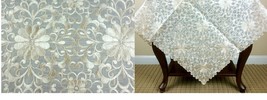 Floral Embroidered Full Embroidery Square Tablecloth Bridal Wedding Deco... - $72.99