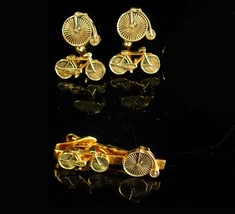 Vintage Bicycle cufflinks High Wheeler Cufflinks Penny Farthing tie clip steampu - $165.00