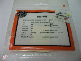GE-58 General Electric PNP Silicon Si Transistor - NOS Qty 1 - £4.56 GBP