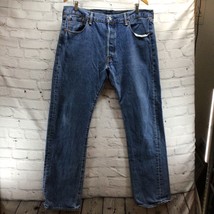 Levi’s 501 Button Fly Blue Jeans Distressed Mens Sz 38 X 34 - £24.20 GBP