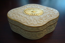 Lenox jewelry box, white and gold rim - $24.75