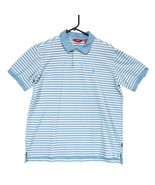 Izod Men&#39;s M Light Blue Striped Cotton Polo Shirt, Logo, Golf Preppy Cla... - $20.00