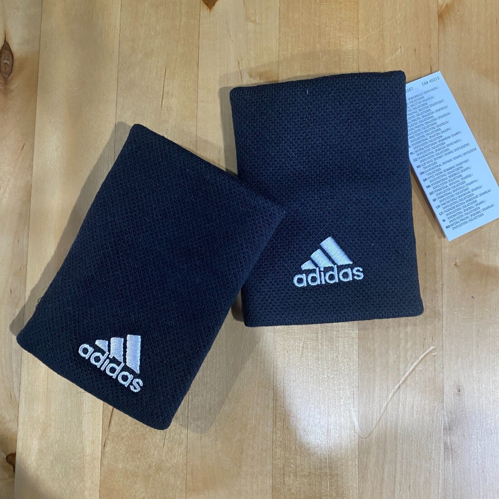 Adidas Tennis Wristband L Unisex Sports Running Sweatband Black 2PCS NWT... - $27.90