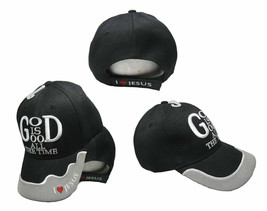 God Is Good All The Time Black Hat Ball Cap I Love Heart Christian - £15.72 GBP
