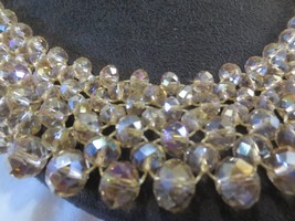 Vtg  Glass Faceted Champagne Bead silver Tone Clasp  Necklace Stunning Statement - £28.13 GBP