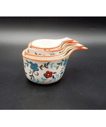 Dutch Wax Floral Measuring Cups Set Hand-Painted Ceramic Multi-Colored S/4 - £23.59 GBP
