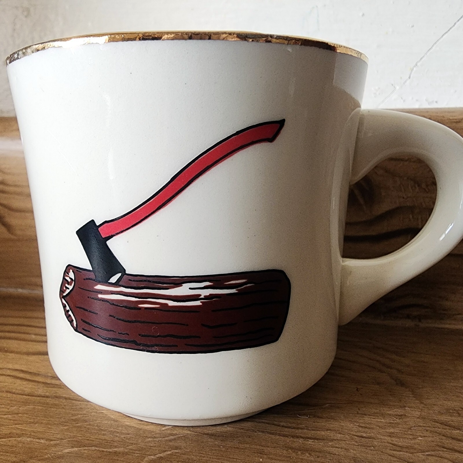 Vintage Boy ScoutsOf America Mug Cup BSA Woodcutting Log Axe Hatchet See... - $6.17