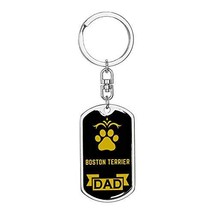 Dog Dad Gift Boston Terrier Swivel Keychain Engraved 18k Gold - £36.93 GBP
