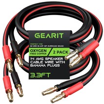 GearIT 14 AWG Speaker Cable Wire with Banana Plugs (2 Pack, 3.3 Feet - 1 Meter)  - £29.70 GBP