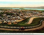 View of City and Bay Twin Peaks Auto Drive San Francisco CA UNP WB Postc... - $5.89