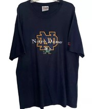 Vintage Notre Dame Fighting Irish Shirt Blue Short Sleeve Football 90s t Mens XL - $16.95