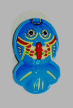 New Vintage Rare Blue Tinplate Goldfish Decoration 4&quot;Jingle Bell Made in... - €4,28 EUR