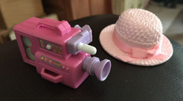 Barbie Electronics windup VHS Camera Video  + pink straw hat, very cute!... - £7.78 GBP