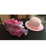 Barbie Electronics windup VHS Camera Video  + pink straw hat, very cute!... - $13.52 CAD