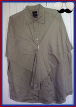 XL Slates Taupe Beige Silky Poplin Cotton Shirt Button Up Long Slv Dress Casual - £15.97 GBP
