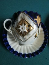 ANTIQUE GERMAN POTTERY CUP MUG COBALT AND GOLD [83] - $45.53