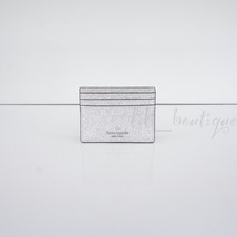 NWT Kate Spade K4712 Boxed Small Slim Card Case Holder Shimmy Glitter Silver $69 - £29.78 GBP