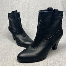 Karl Lagerfeld Black Leather Ankle Boots Bootie Western Womens 11 Cowgirl - $64.88