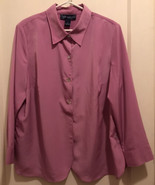 Susan Graver silky long sleeve four button up collared blouse with side ... - £15.13 GBP