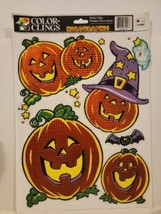 Vintage Halloween Window Clings Decorations Pumpkins Jack O Lanterns Made In USA - £10.93 GBP