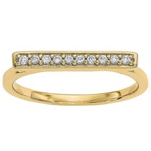 1/10CT Rond Naturel Diamant Barre Fiançailles Bague 14K Argent Plaqué or Jaune - £131.13 GBP