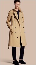 Men Stylish Original Lambskin Leather Trench Coat Handmade Casual Formal... - £123.32 GBP+