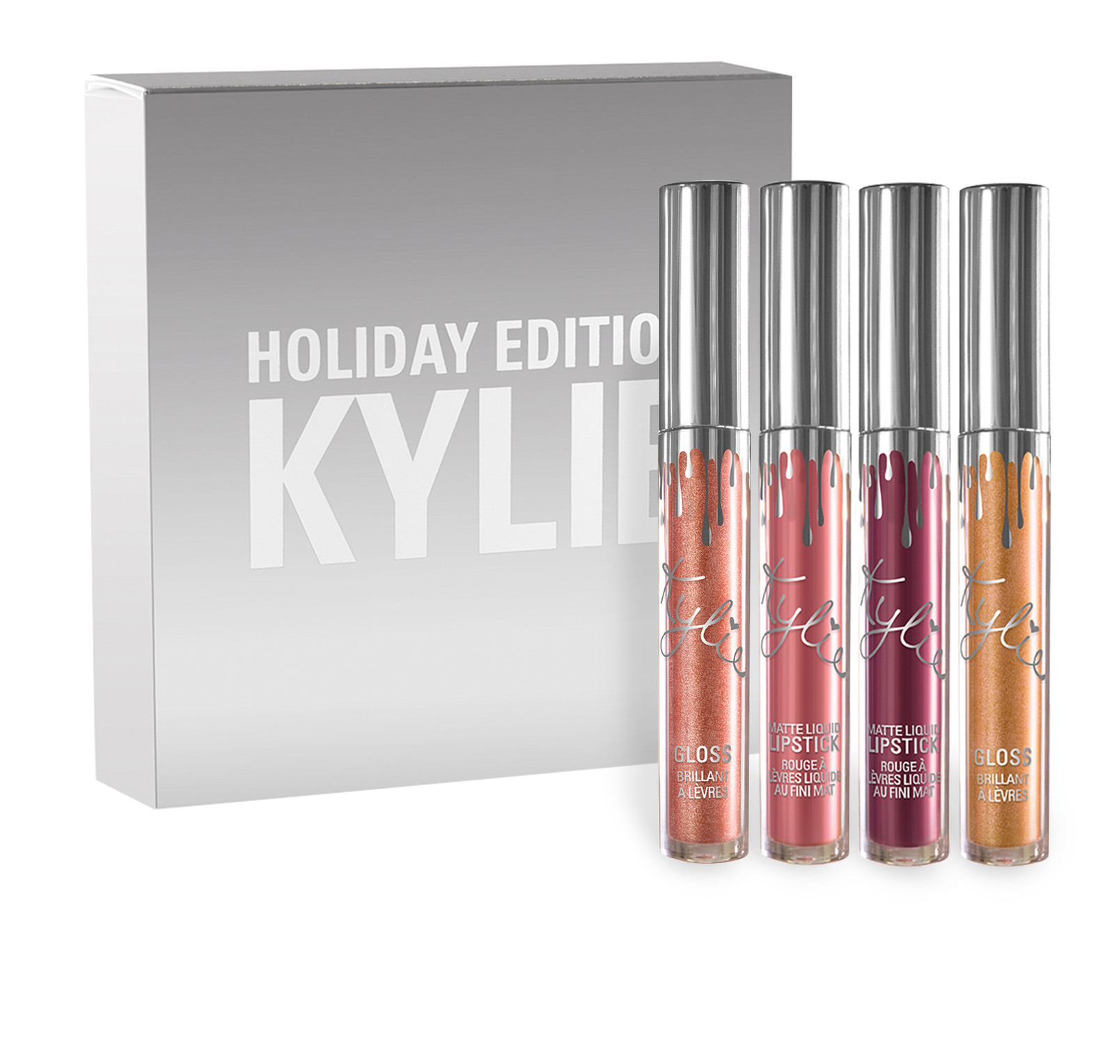 Kylie Cosmetics,  Full Size 4 Piece Holiday Kit Matte Liquid Lipsticks & Glosses - $66.05
