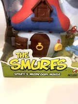 The Smurfs Blue Mushroom House Playset &amp; Accessories Jakks Pacific 2008 Open Box - £38.64 GBP
