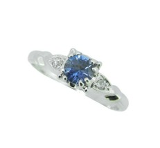 Platinum .49ct Genuine Natural Sapphire and Diamond Ring (#J4590) - £585.91 GBP