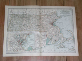 1897 Antique Dated Map Of Massachusetts / Boston / Cape Cod / Rhode Island - £22.80 GBP