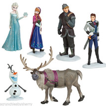 Disney Store Frozen Play Set Figure Elsa Anna Olaf Sven Kristoff Cake Toppers - £39.29 GBP