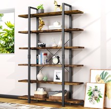 6 Tier Bookshelf, 83 Inch Tall Bookcase Industrial Wooden Bookshelves Large Wall - $219.39